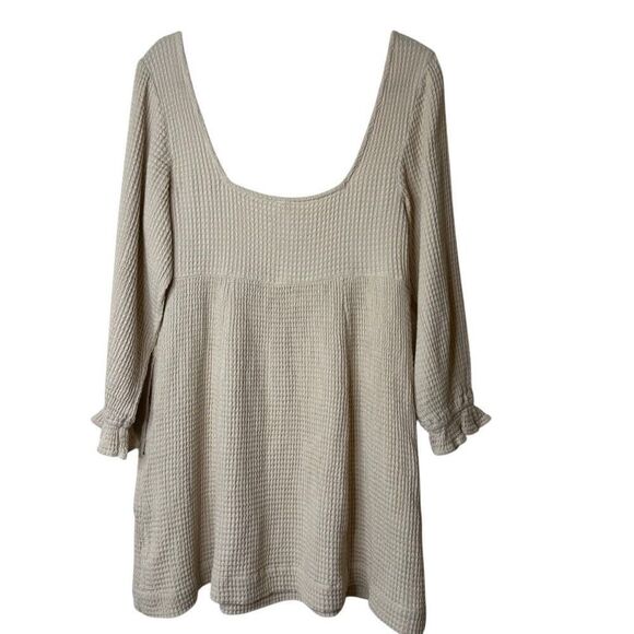 NEW Free People Go-To Ecru Waffle Knit Mini Drs SzM Boho, Cottagecore, Milkmaid - Picture 5 of 16